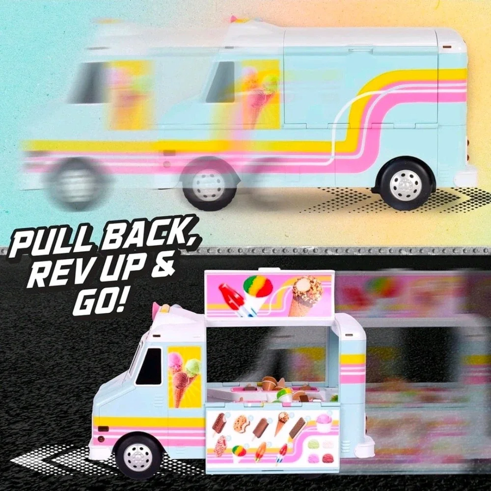 Maxx Action Large Ice Cream Truck Toy Lights and Sounds 17 Piece Set 3+ New